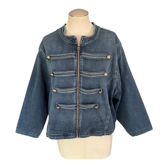 Torrid Denim Military Jacket Women’s Plus 4X Size 4 Zip Front Button Detail - Picture 1 of 4